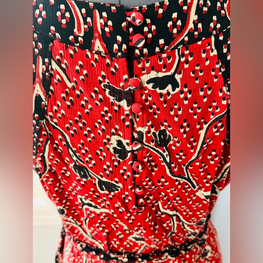 Fat Face Size 12 Red Floral Boho Belted Maxi Sleeveless Dress - Picture 7 of 12